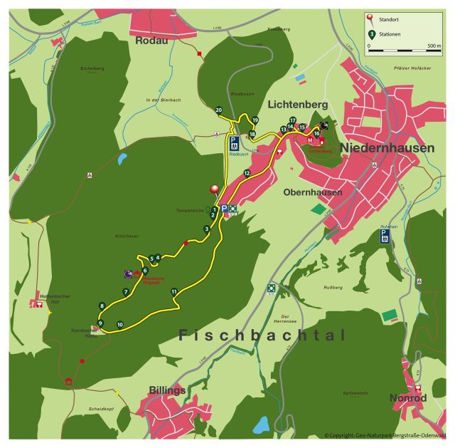 Übersichtskarte F2 Pfad der Geschichten in Fischbachtal